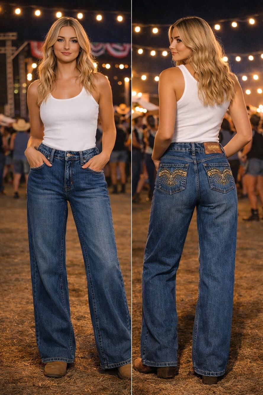 Lawman Western Jeans Rhinestone Bootcut Rodeo Y2K 28 x 33 Country Festival